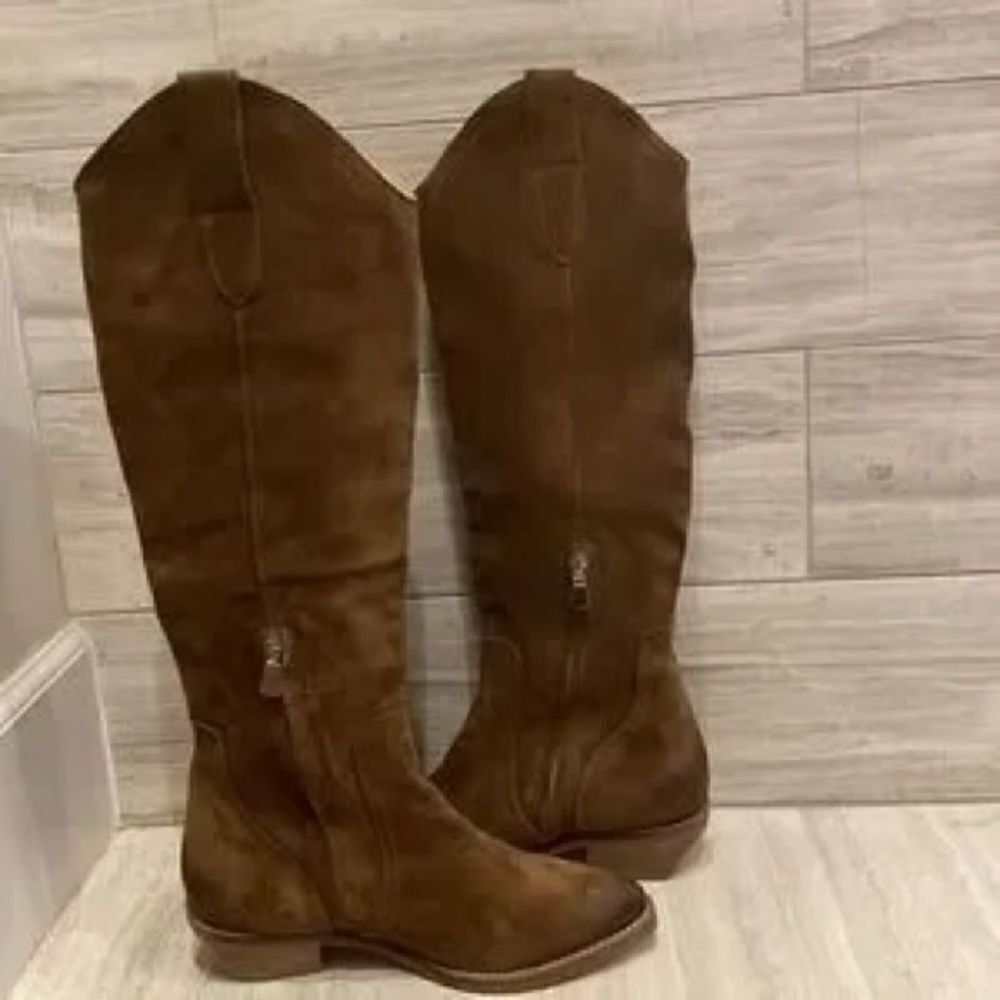 Free People Rue Brown Suede Slouch Western Boots Knee High EU 38 US 8 NWOB - Picture 6 of 14